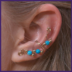 Three Bead Ear Cuff  with Top Embellishment