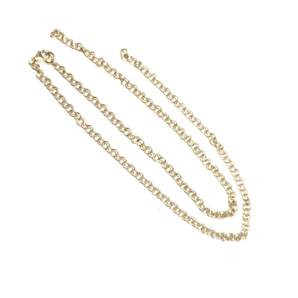 a gold chain on a white background