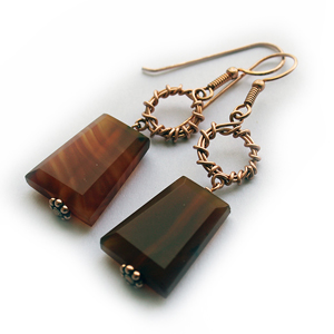 Albina Manning's 2-Loop Link Earrings with Carnelian stones for Wire-Sculpture.com