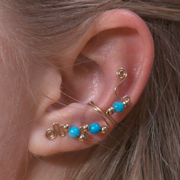 Three Bead Ear Cuff with Top Embellishment