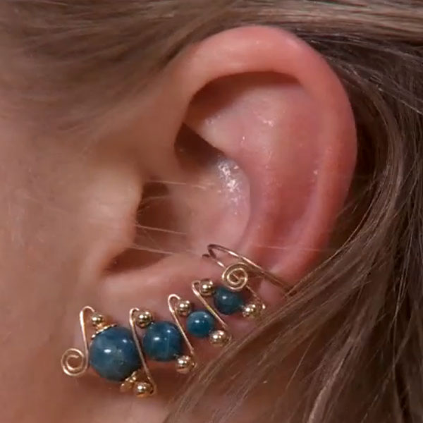 Graduated Bead Ear Cuff with Four Beads