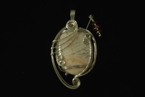 Judy Ellis's Gem Profile- Sunstone - , General Education, , Sunstone pendant in sterling silver wire