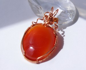 Judy Ellis's Gem Profile- Carnelian - , General Education, , Carnelian and copper pendant