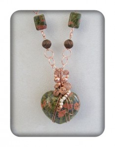 Judy Ellis's Gem Profile- Unakite - , General Education, , Unakite heart pendant