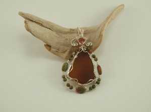 Judy Ellis's Gem Profile- Unakite - , General Education, , Unakite and sea glass pendant