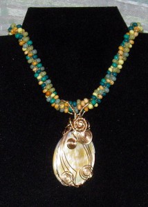 Judy Ellis's Gem Profile- Mother of Pearl - , General Education, , Mother of pearl in Gold filled wire