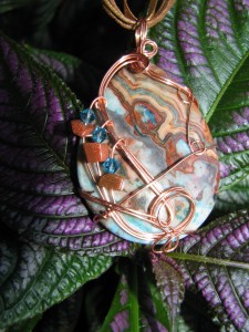 Judy Ellis's Gem Profile- Thundereggs and Mexican Lace Agate - , General Education, , Blue crazy lace agate pendant 