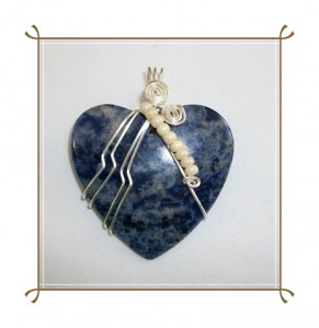 Judy Ellis's Gem Profile- Sodalite - , General Education, , Sodalite and silver wire pendant