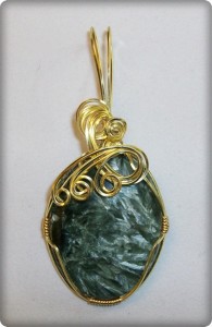 Judy Ellis's Gem Profile- Seraphinite - , General Education, , Seraphinite pendant in gold-plated wire