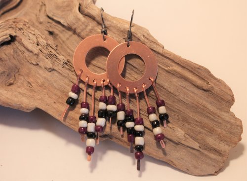 Judy Freyer Thompson's Fringe Boho Earrings - , Contemporary Wire Jewelry, How To Punch Holes, Hole Punching, Punch A Hole, Loops, Wire Loop, Wrapped Wire Loop, fringe boho earrings