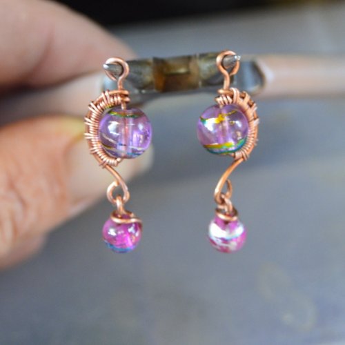 Deborah Kelly's Woven Frame 2-Bead Earring - , Wire Weaving, Wire Wrapping, Wrapping, Wire Wrapping Jewelry, Weaving, Wire Weaving, Weaving Wire, woven frame earring