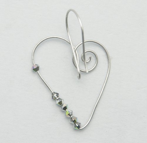 Kylie Jones's Murano glass wire heart earrings.    - , Contemporary Wire Jewelry, Butane Torch, Soldering, Solder, Murano glass wire earrings