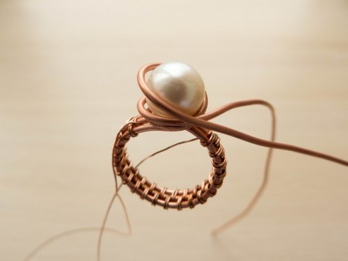 Oksana Truhan's Woven Wire Pearl Ring - , Wire Weaving, Weaving, Wire Weaving, Weaving Wire, Butane Torch, Soldering, Solder, woven wire pearl ring