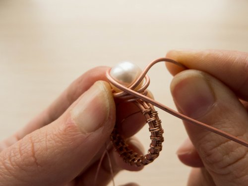 Oksana Truhan's Woven Wire Pearl Ring - , Wire Weaving, Weaving, Wire Weaving, Weaving Wire, Butane Torch, Soldering, Solder, woven wire pearl ring