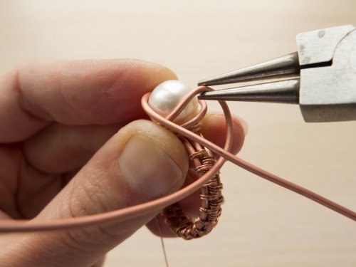 Oksana Truhan's Woven Wire Pearl Ring - , Wire Weaving, Weaving, Wire Weaving, Weaving Wire, Butane Torch, Soldering, Solder, woven wire pearl ring