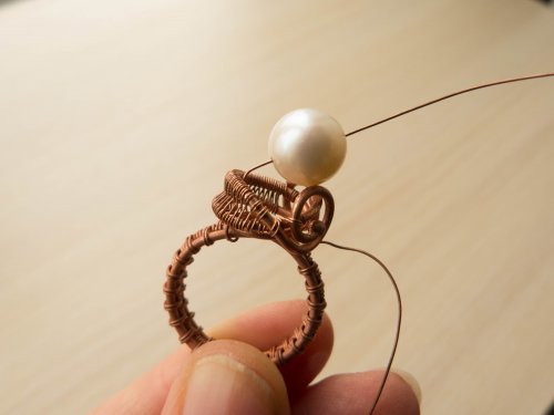 Oksana Truhan's Woven Wire Pearl Ring - , Wire Weaving, Weaving, Wire Weaving, Weaving Wire, Butane Torch, Soldering, Solder, woven wire pearl ring