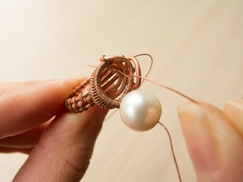 Oksana Truhan's Woven Wire Pearl Ring - , Wire Weaving, Weaving, Wire Weaving, Weaving Wire, Butane Torch, Soldering, Solder, woven wire pearl ring