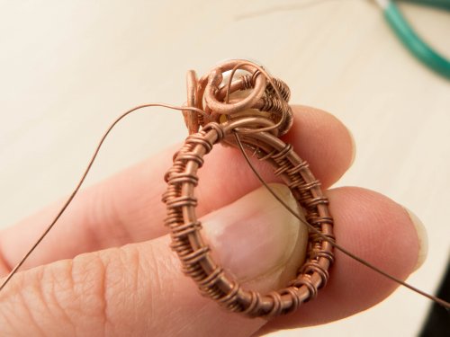 Oksana Truhan's Woven Wire Pearl Ring - , Wire Weaving, Weaving, Wire Weaving, Weaving Wire, Butane Torch, Soldering, Solder, woven wire pearl ring