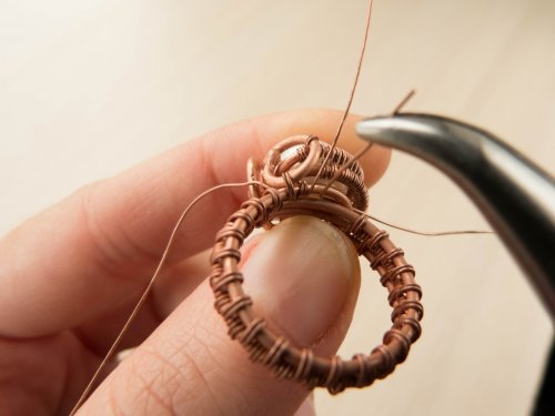 Oksana Truhan's Woven Wire Pearl Ring - , Wire Weaving, Weaving, Wire Weaving, Weaving Wire, Butane Torch, Soldering, Solder, woven wire pearl ring