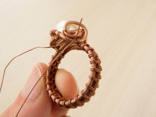 Oksana Truhan's Woven Wire Pearl Ring - , Wire Weaving, Weaving, Wire Weaving, Weaving Wire, Butane Torch, Soldering, Solder, woven wire pearl ring