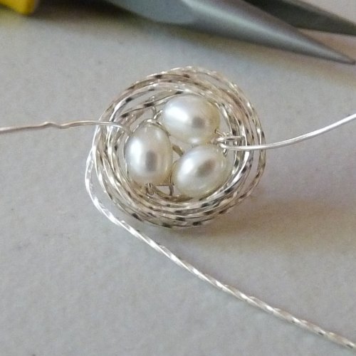 Rhonda Chase's Bird's Nest Pendant and Matching Earrings - , Contemporary Wire Jewelry, Wire Wrapping, Wrapping, Wire Wrapping Jewelry, 