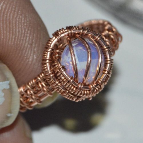 Deborah Kelly's Woven Ring with Cabochon - , Wire Weaving, Weaving, Wire Weaving, Weaving Wire, woven ring with cabochon