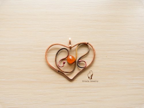 Oksana Truhan's Carnelian Heart Pendant - , Wire Weaving, Coiling, Coiling Wire, Wire Coiling, Weaving, Wire Weaving, Weaving Wire, Carnelian heart pendant