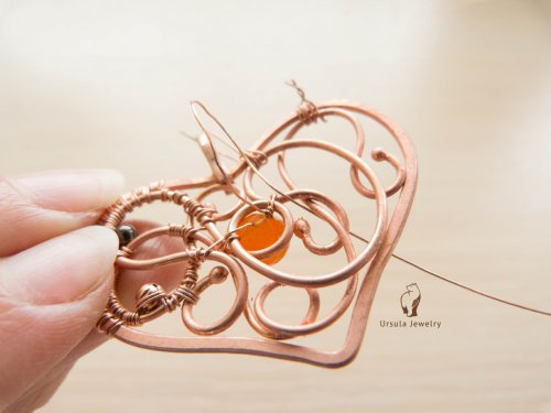 Oksana Truhan's Carnelian Heart Pendant - , Wire Weaving, Coiling, Coiling Wire, Wire Coiling, Weaving, Wire Weaving, Weaving Wire, Carnelian heart pendant