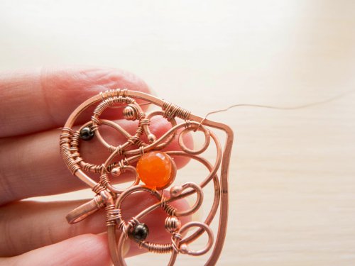 Oksana Truhan's Carnelian Heart Pendant - , Wire Weaving, Coiling, Coiling Wire, Wire Coiling, Weaving, Wire Weaving, Weaving Wire, Carnelian heart pendant