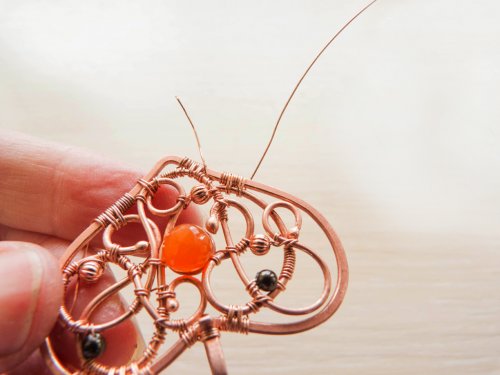 Oksana Truhan's Carnelian Heart Pendant - , Wire Weaving, Coiling, Coiling Wire, Wire Coiling, Weaving, Wire Weaving, Weaving Wire, Carnelian heart pendant