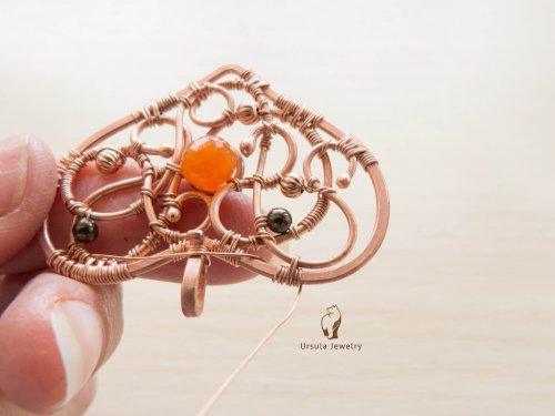 Oksana Truhan's Carnelian Heart Pendant - , Wire Weaving, Coiling, Coiling Wire, Wire Coiling, Weaving, Wire Weaving, Weaving Wire, Carnelian heart pendant