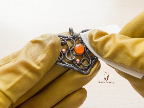 Oksana Truhan's Carnelian Heart Pendant - , Wire Weaving, Coiling, Coiling Wire, Wire Coiling, Weaving, Wire Weaving, Weaving Wire, Carnelian heart pendant