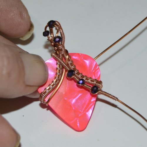 Deborah Kelly's Guitar Pick Pendant - , Wire Weaving, Weaving, Wire Weaving, Weaving Wire, guitar pick pendant