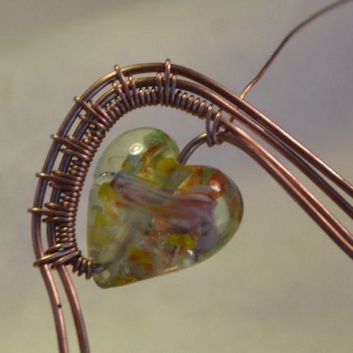 Deborah Kelly's Double Heart Bead Pendant - , Wire Weaving, Weaving, Wire Weaving, Weaving Wire, double heart bead pendant