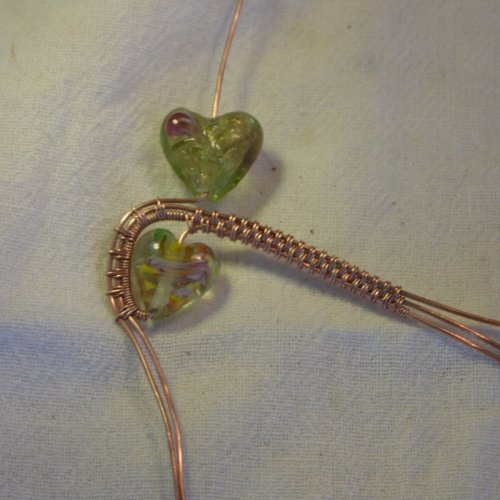 Deborah Kelly's Double Heart Bead Pendant - , Wire Weaving, Weaving, Wire Weaving, Weaving Wire, double heart bead pendant