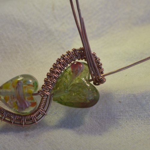 Deborah Kelly's Double Heart Bead Pendant - , Wire Weaving, Weaving, Wire Weaving, Weaving Wire, double heart bead pendant