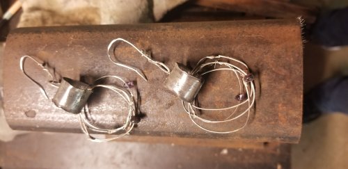 Cheryl Strait's Reticulated Sterling and Wire Earrings - , Metalwork, Findings, Clasps, Components, Butane Torch, Soldering, Solder, reticulated silver and wire earrings