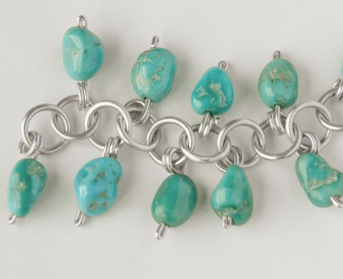 Kylie Jones's Turquoise Silver Chain Bracelet - , Contemporary Wire Jewelry, Making Chain, Chain Making , turquoise silver chain bracelet