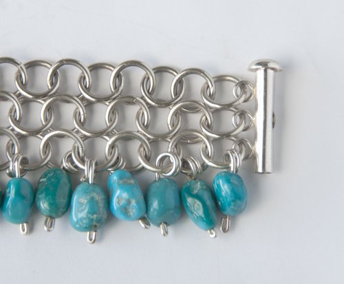 Kylie Jones's Turquoise Silver Chain Bracelet - , Contemporary Wire Jewelry, Making Chain, Chain Making , turquoise silver chain bracelet