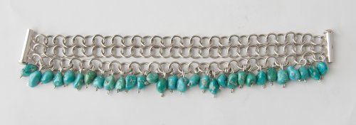 Kylie Jones's Turquoise Silver Chain Bracelet - , Contemporary Wire Jewelry, Making Chain, Chain Making , turquoise silver chain bracelet