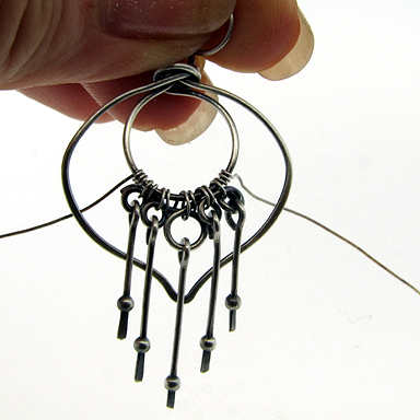 Susan Barzacchini's Lotus Petal Fringe Earrings - , Contemporary Wire Jewelry, Loops, Wire Loop, Wrapped Wire Loop, Wire Wrapping, Wrapping, Wire Wrapping Jewelry,  Lotus Petal Fringe Earrings