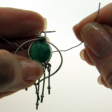 Susan Barzacchini's Lotus Petal Fringe Earrings - , Contemporary Wire Jewelry, Loops, Wire Loop, Wrapped Wire Loop, Wire Wrapping, Wrapping, Wire Wrapping Jewelry,  Lotus Petal Fringe Earrings