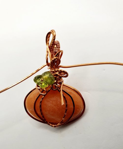 Natalie Patten's Classic Wrap Pumpkin Pendant - , Classic Wire Jewelry, Wire Wrapping, Wrapping, Wire Wrapping Jewelry, Weaving, Wire Weaving, Weaving Wire, wire wrap pumpkin pendant