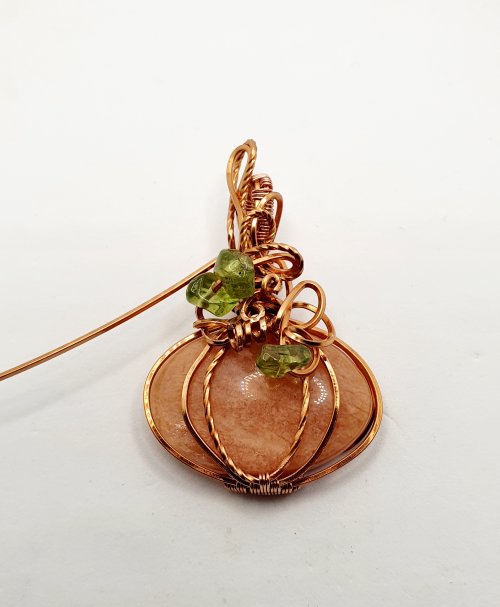 Natalie Patten's Classic Wrap Pumpkin Pendant - , Classic Wire Jewelry, Wire Wrapping, Wrapping, Wire Wrapping Jewelry, Weaving, Wire Weaving, Weaving Wire, wire wrap pumpkin pendant