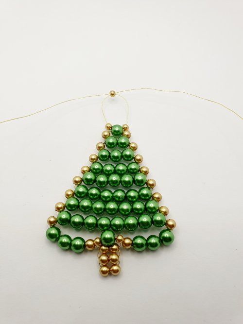 Natalie Patten's Beaded Wire Christmas Tree Ornament - , Holiday Designs, Coiling, Coiling Wire, Wire Coiling, Lashing, Wire Lashing, Wire Wrapping, Wrapping, Wire Wrapping Jewelry, Beads, wire beaded Christmas tree ornament