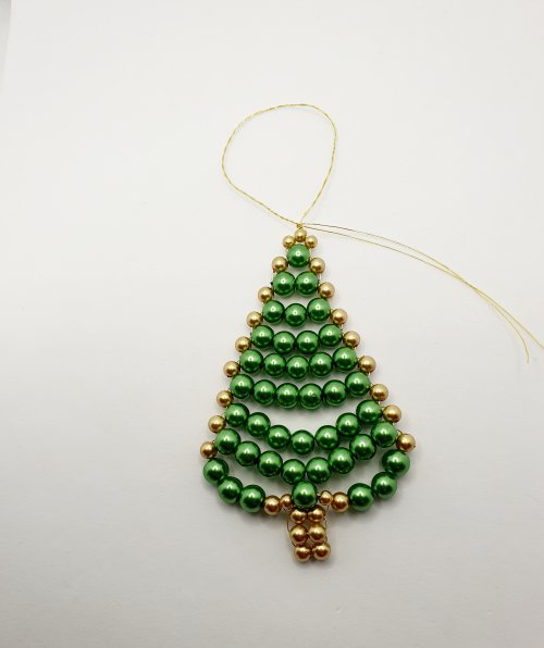 Natalie Patten's Beaded Wire Christmas Tree Ornament - , Holiday Designs, Coiling, Coiling Wire, Wire Coiling, Lashing, Wire Lashing, Wire Wrapping, Wrapping, Wire Wrapping Jewelry, Beads, wire beaded Christmas tree ornament