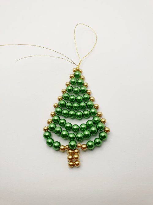 Natalie Patten's Beaded Wire Christmas Tree Ornament - , Holiday Designs, Coiling, Coiling Wire, Wire Coiling, Lashing, Wire Lashing, Wire Wrapping, Wrapping, Wire Wrapping Jewelry, Beads, wire beaded Christmas tree ornament