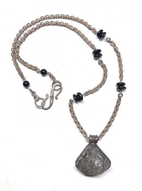 Nancy Chase's Black Ice Quartz Necklace - , Contemporary Wire Jewelry, Making Chain, Chain Making , Black Ice Quartz Necklace