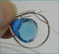 Judy Larson's Beaded Briolette Pendant - , Wire Weaving, Wire Wrapping, Wrapping, Wire Wrapping Jewelry, Weaving, Wire Weaving, Weaving Wire, Wrapping each side one more time and trimming the wires around the frame.