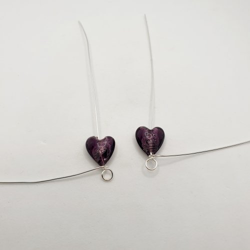 Natalie Patten's Valentine Heart Wire Earrings - , Holiday Designs, Wire Wrapping, Wrapping, Wire Wrapping Jewelry, string on the heart bead